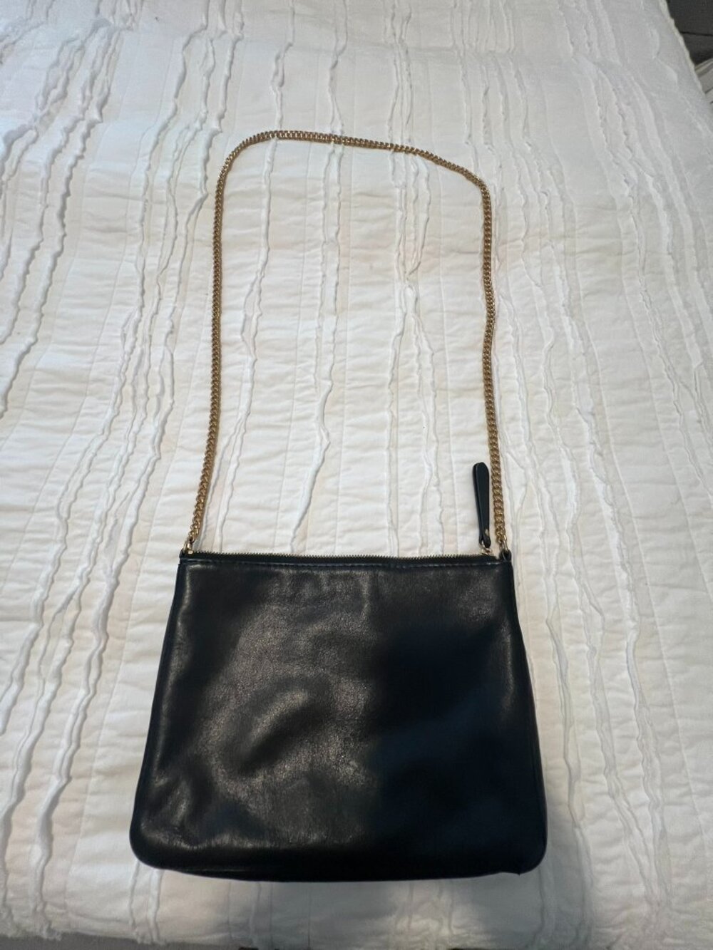 NWOT Banana Republic Black Leather Crossbody Bag - Gold Chain